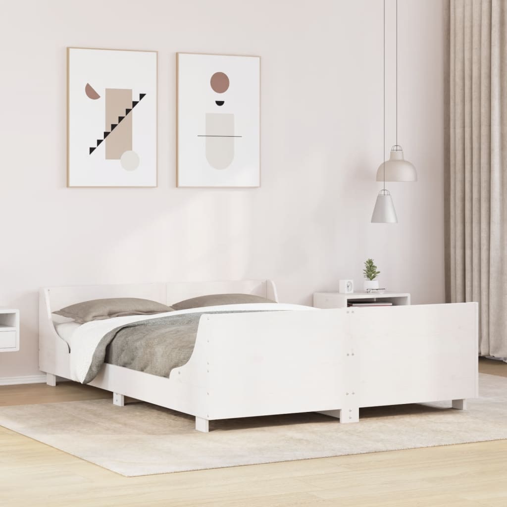 sengeramme uden madras 120x200 cm massivt fyrretræ hvid
