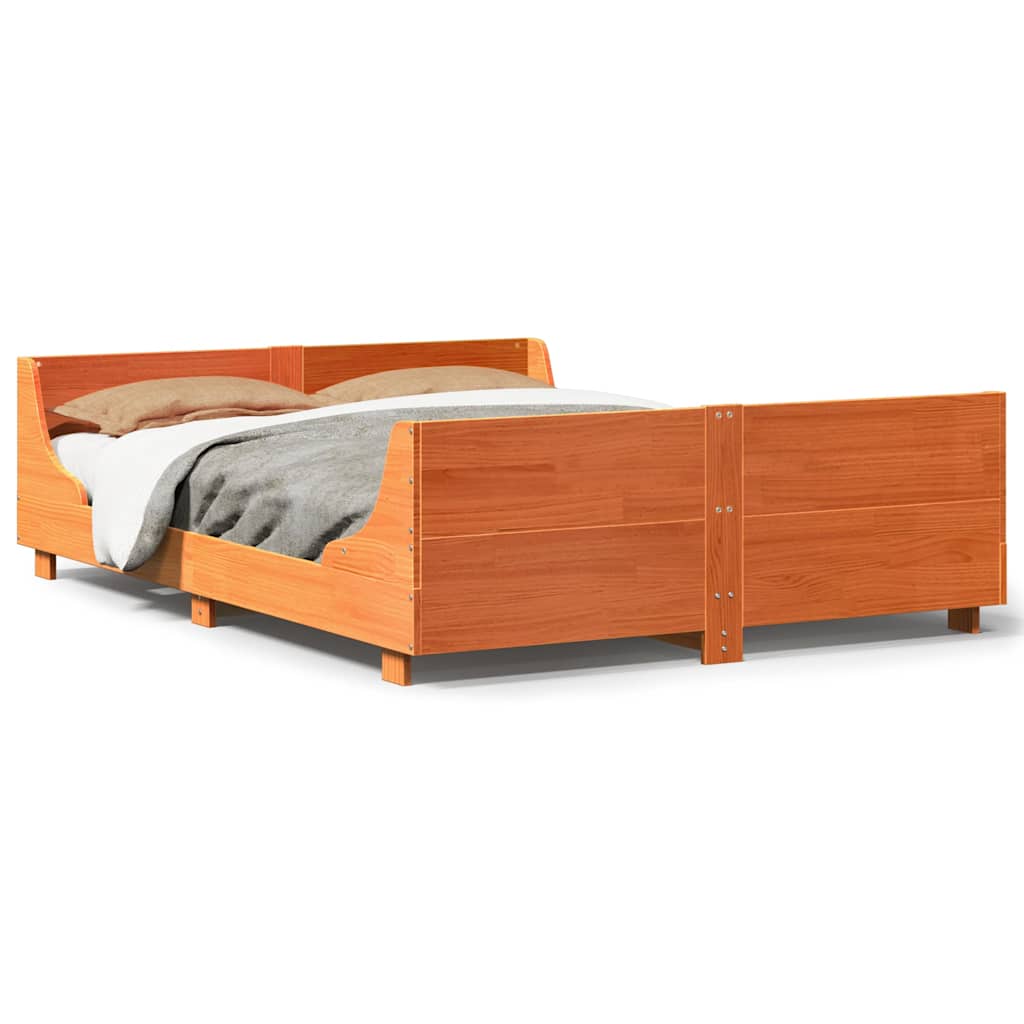 sengeramme uden madras 120x200 cm massivt fyrretræ gyldenbrun
