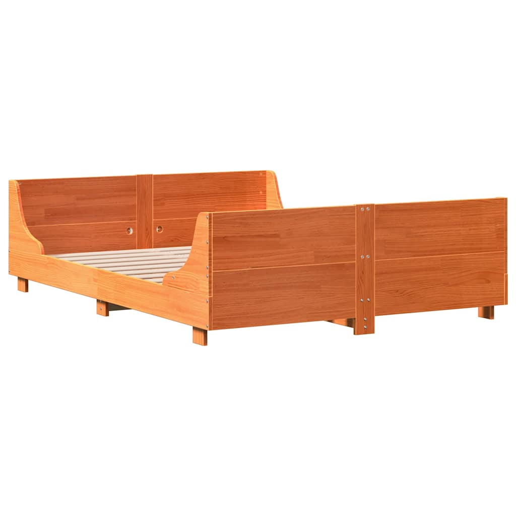 sengeramme uden madras 120x200 cm massivt fyrretræ gyldenbrun