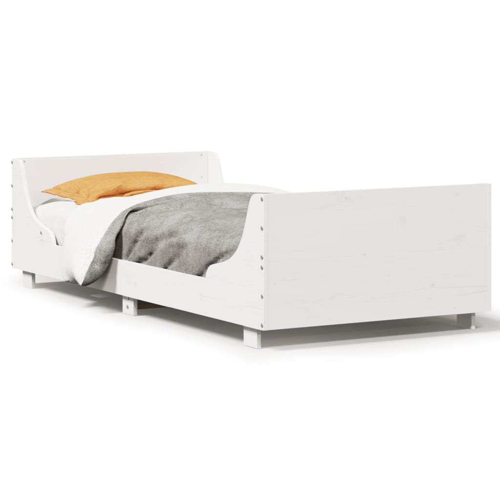 sengeramme uden madras 100x200 cm massivt fyrretræ hvid