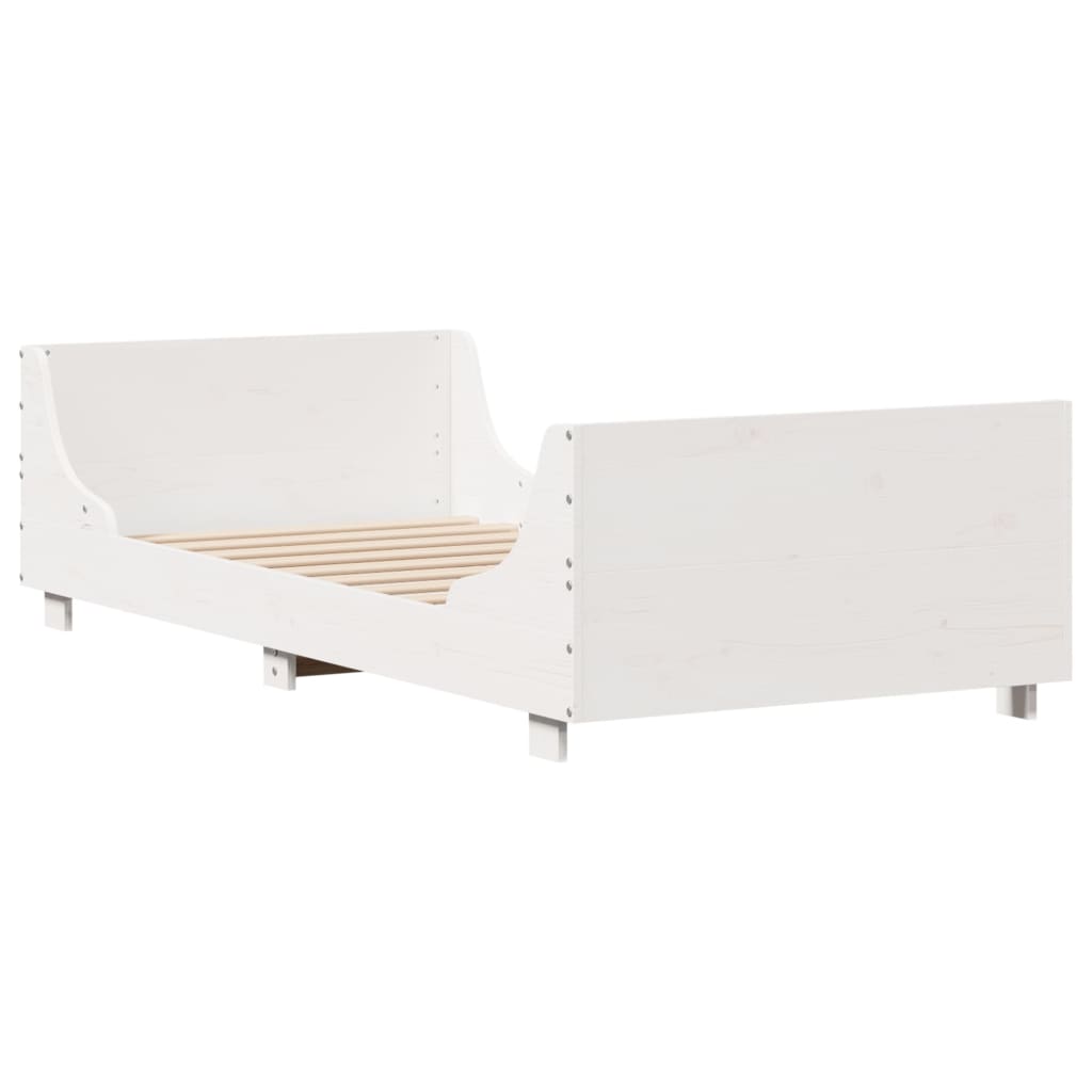 sengeramme uden madras 100x200 cm massivt fyrretræ hvid