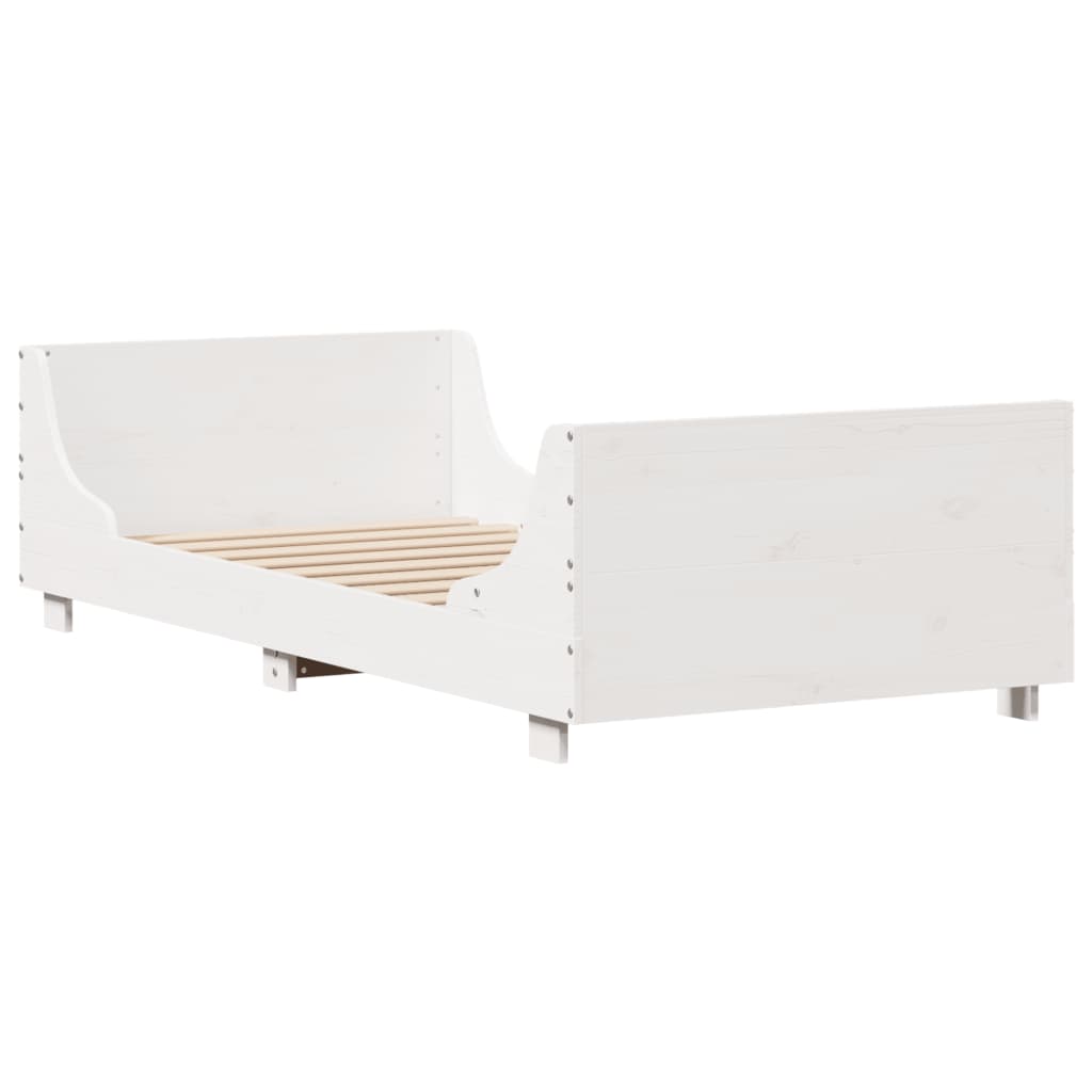 sengeramme uden madras 100x200 cm massivt fyrretræ hvid