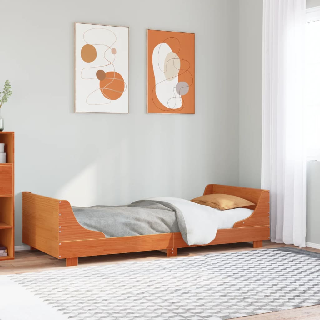 sengeramme uden madras 100x200 cm massivt fyrretræ gyldenbrun