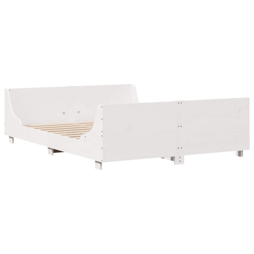sengeramme uden madras 120x190 cm massivt fyrretræ hvid