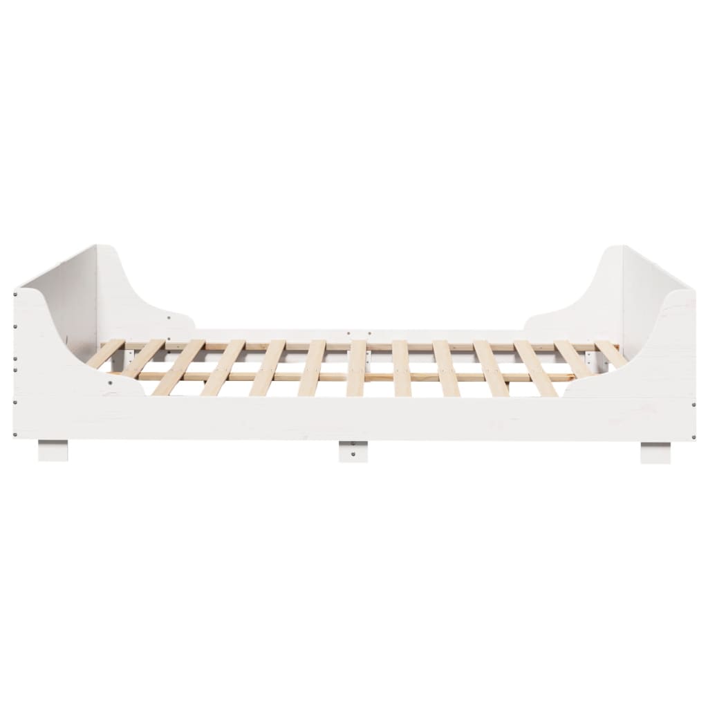 sengeramme uden madras 120x190 cm massivt fyrretræ hvid