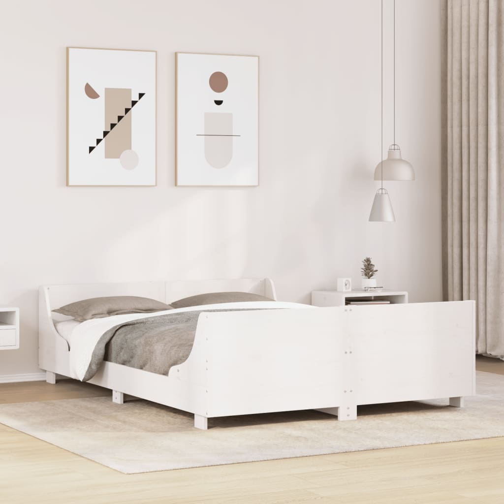sengeramme uden madras 120x190 cm massivt fyrretræ hvid