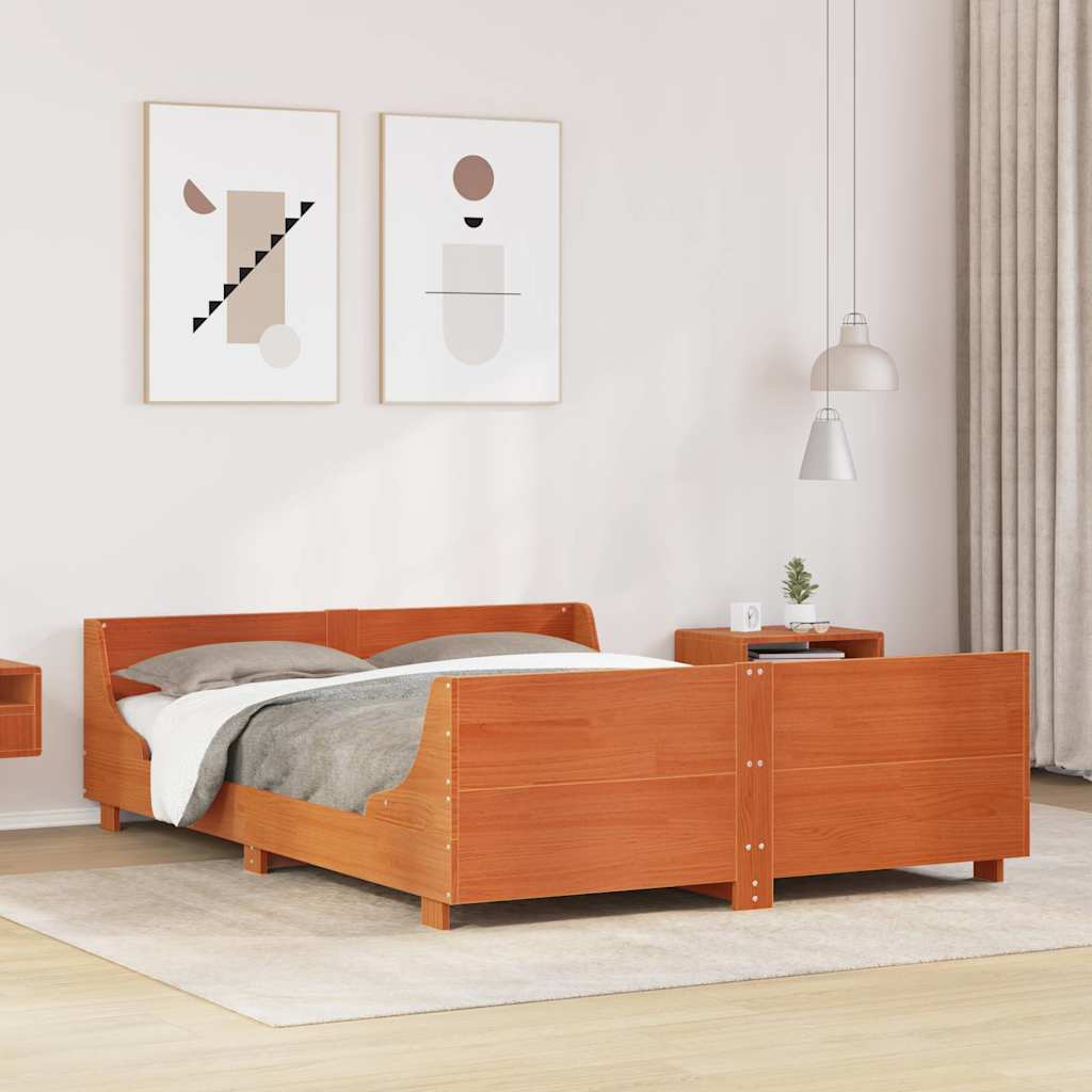sengeramme uden madras 120x190 cm massivt fyrretræ gyldenbrun