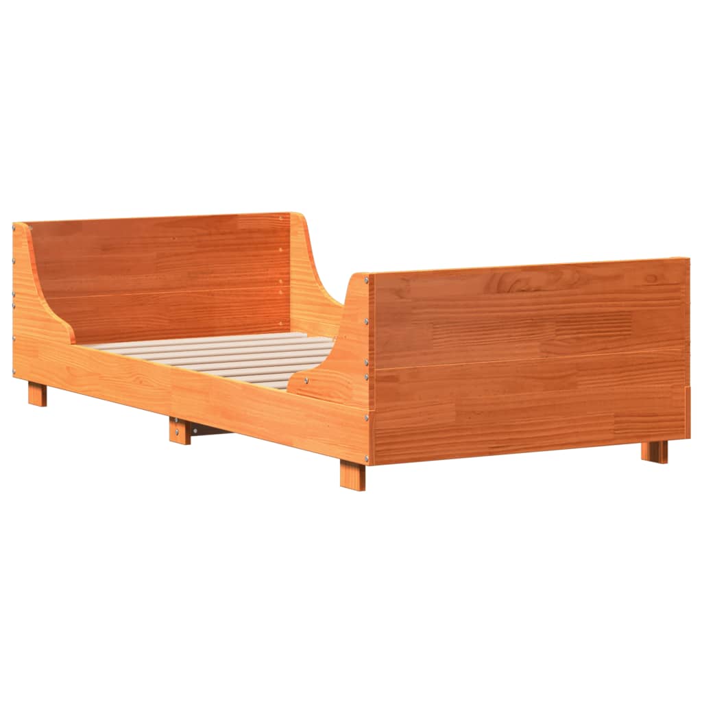 sengeramme uden madras 90x190 cm massivt fyrretræ gyldenbrun