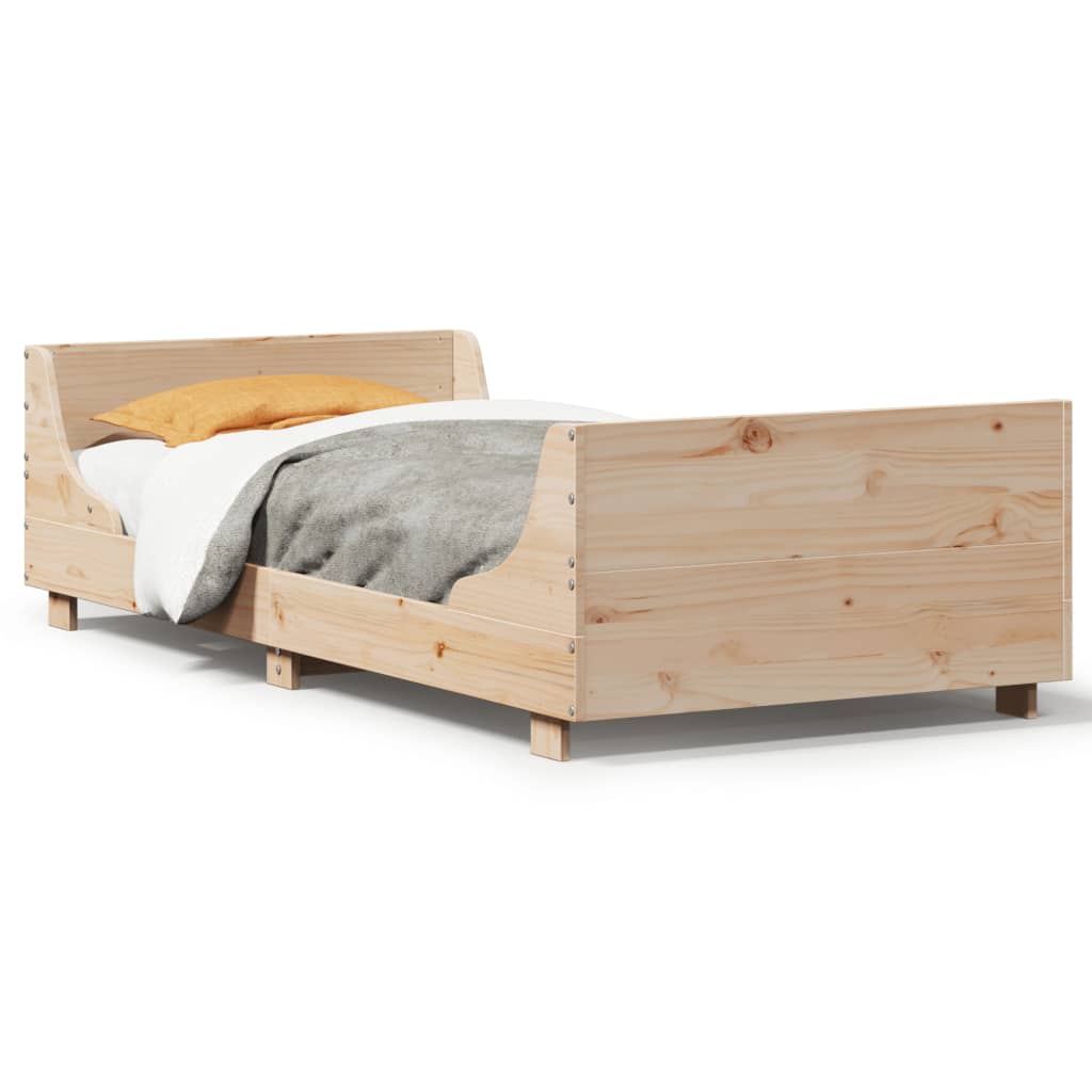 sengeramme uden madras 75x190 cm massivt fyrretræ