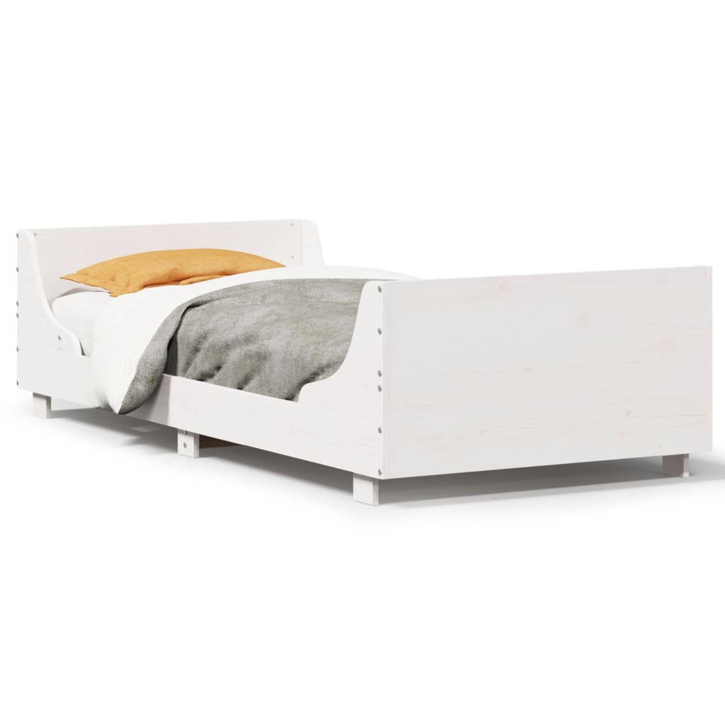 sengeramme uden madras 75x190 cm massivt fyrretræ hvid