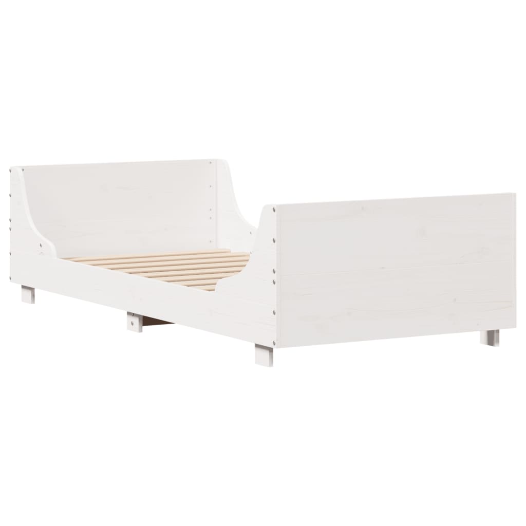 sengeramme uden madras 75x190 cm massivt fyrretræ hvid