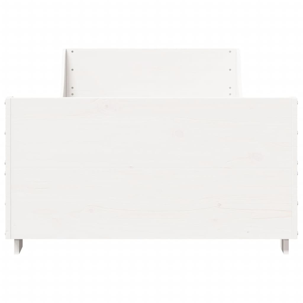 sengeramme uden madras 75x190 cm massivt fyrretræ hvid
