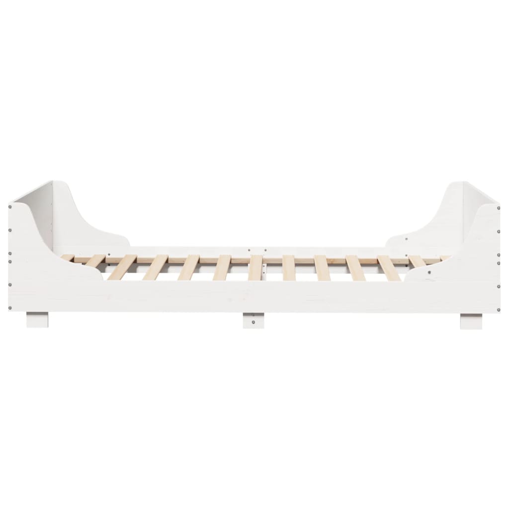 sengeramme uden madras 75x190 cm massivt fyrretræ hvid