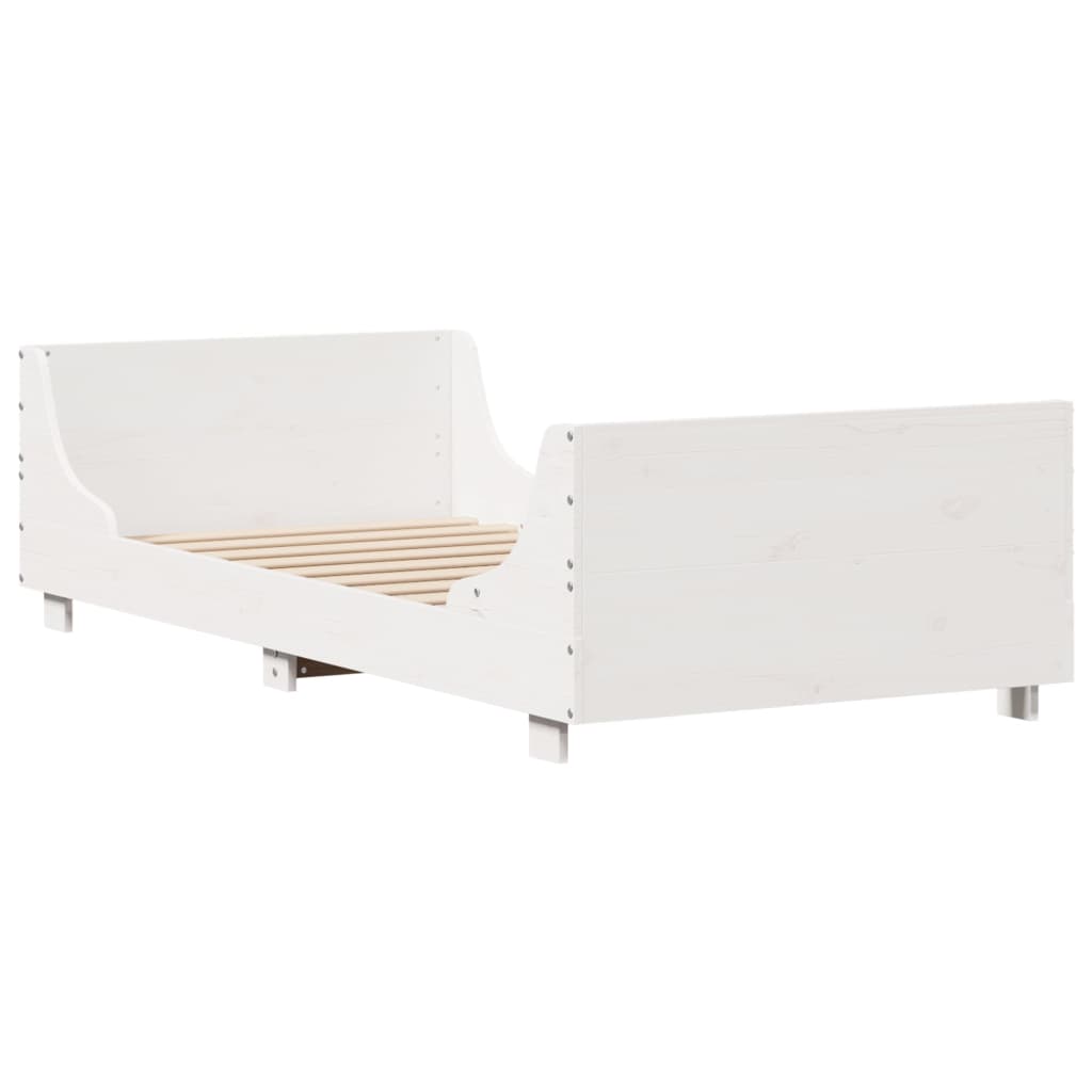 sengeramme uden madras 75x190 cm massivt fyrretræ hvid