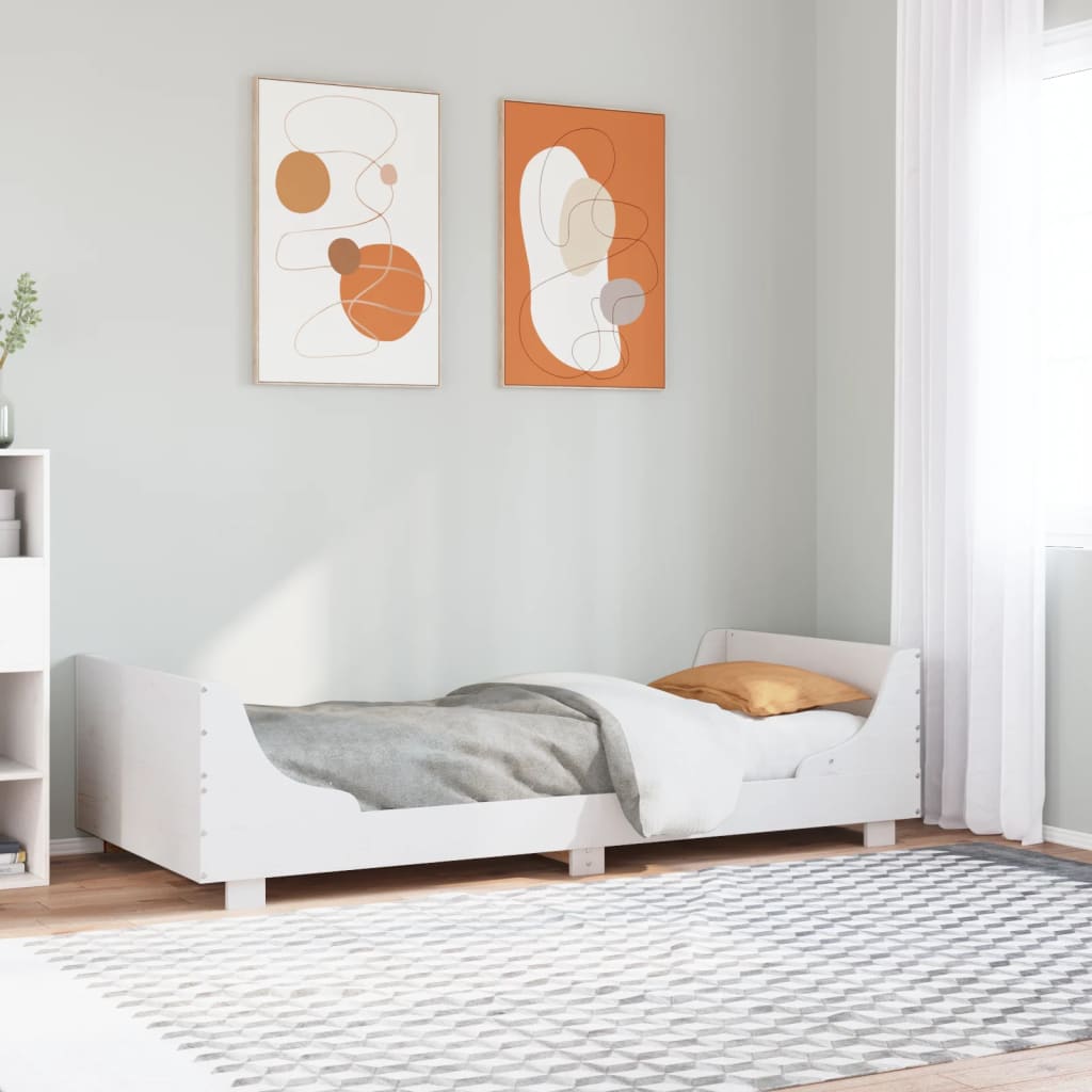 sengeramme uden madras 75x190 cm massivt fyrretræ hvid