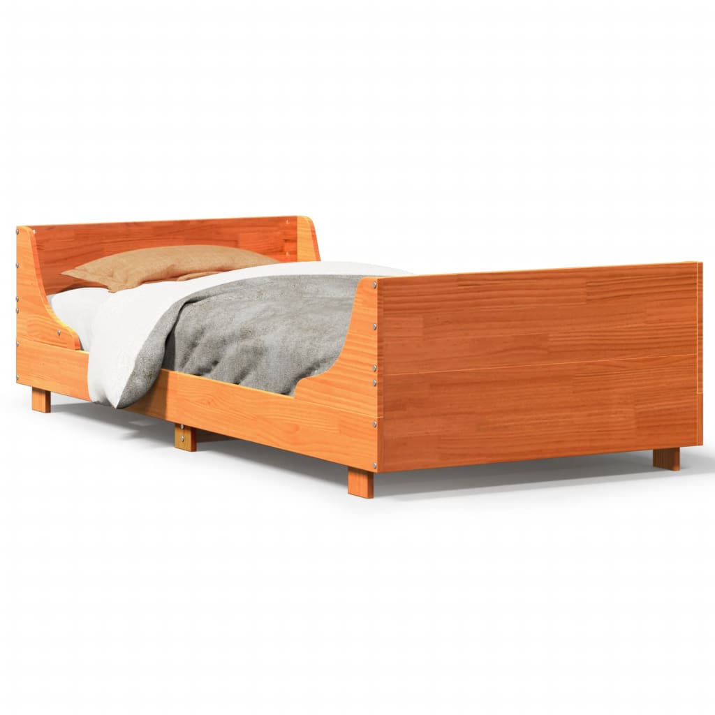 sengeramme uden madras 75x190 cm massivt fyrretræ gyldenbrun