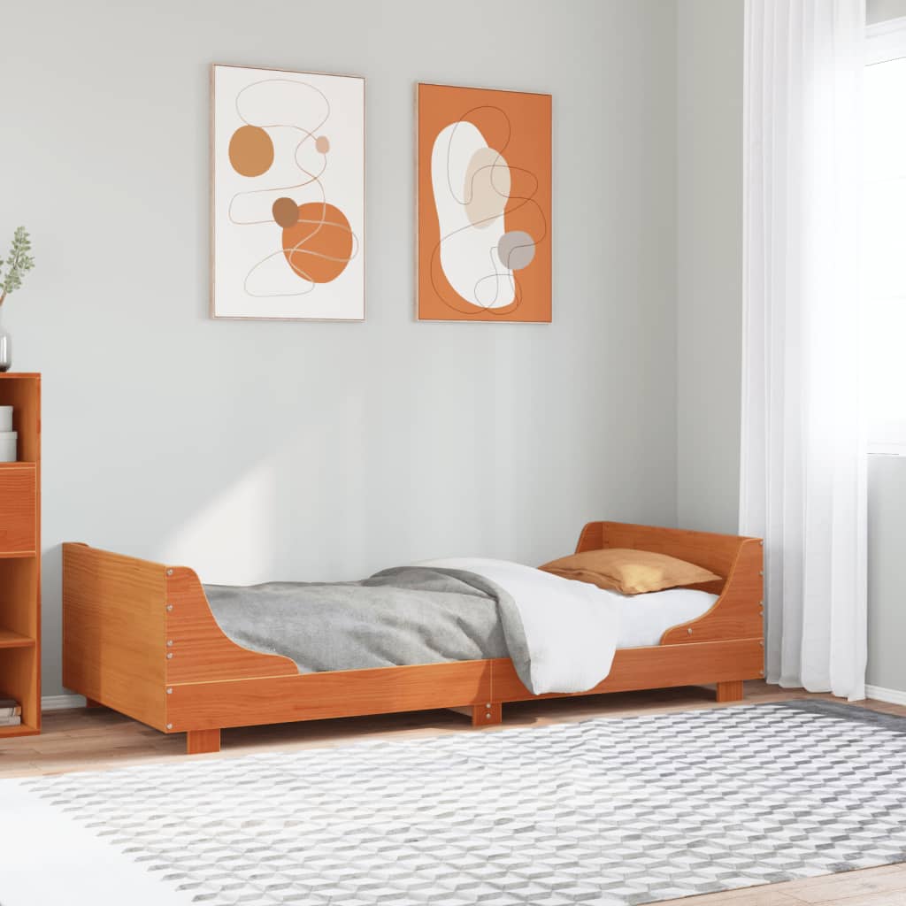 sengeramme uden madras 75x190 cm massivt fyrretræ gyldenbrun