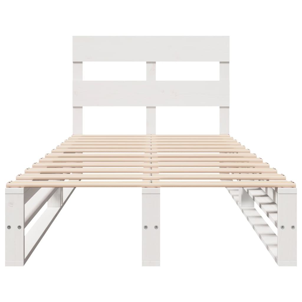 sengeramme uden madras 100x200 cm massivt fyrretræ hvid