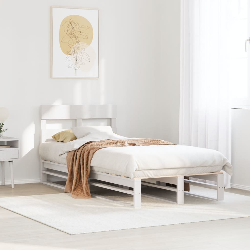sengeramme uden madras 100x200 cm massivt fyrretræ hvid