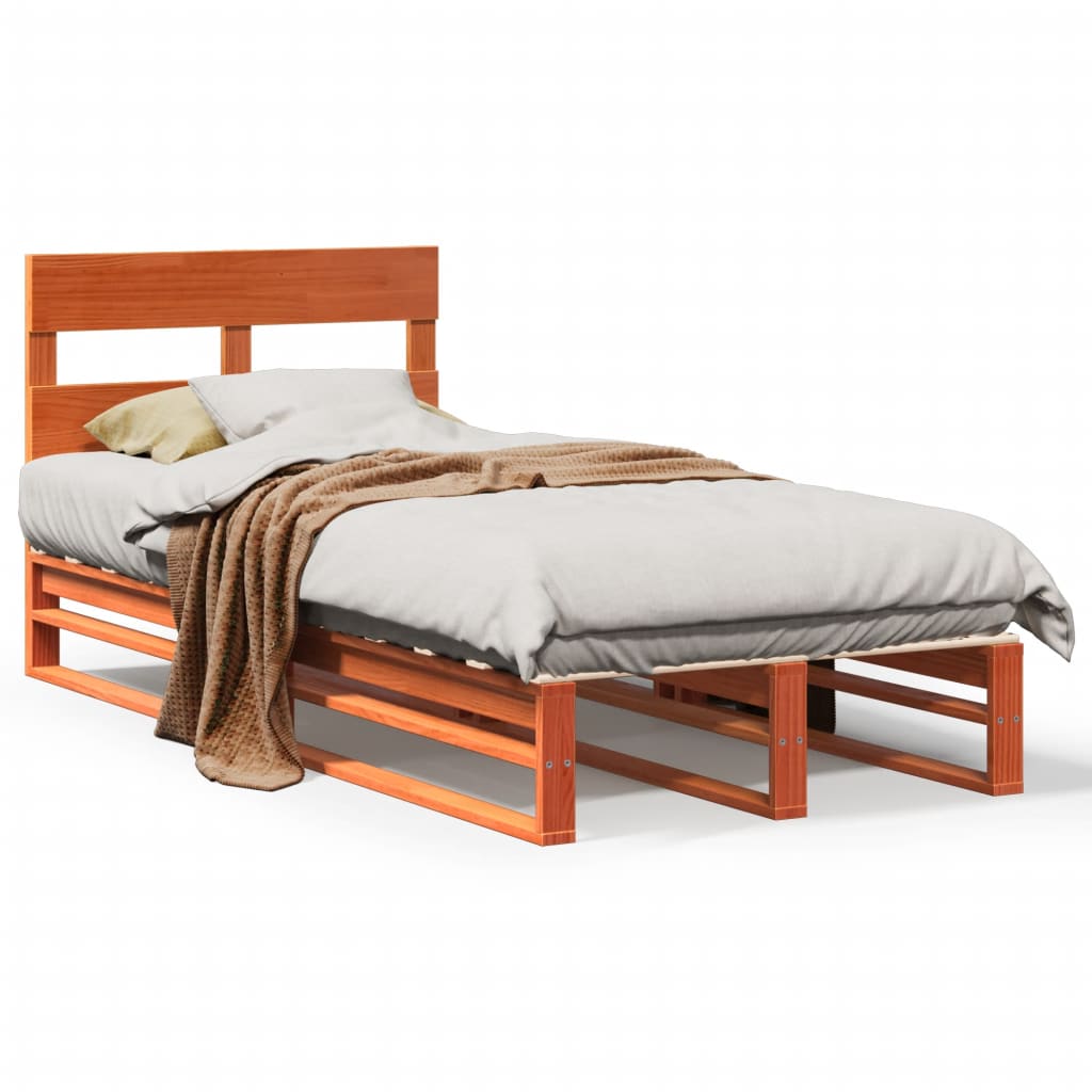 sengeramme uden madras 100x200 cm massivt fyrretræ gyldenbrun