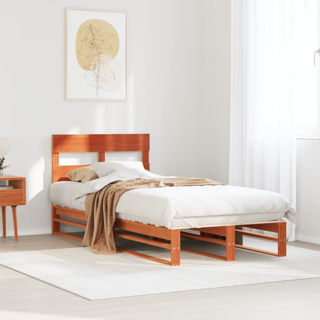 sengeramme uden madras 100x200 cm massivt fyrretræ gyldenbrun