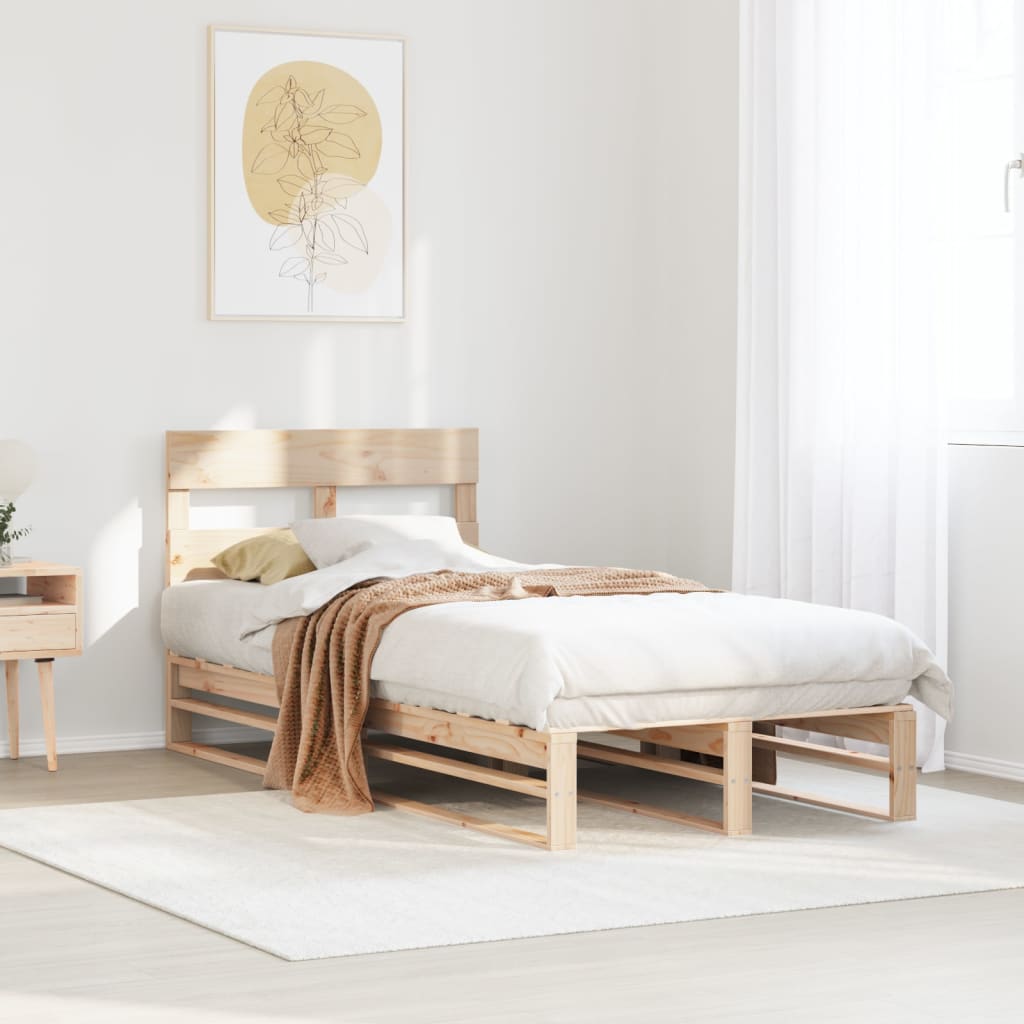 sengeramme uden madras 75x190 cm massivt fyrretræ