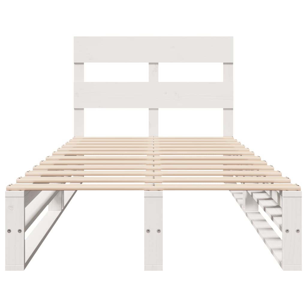 sengeramme uden madras 75x190 cm massivt fyrretræ hvid