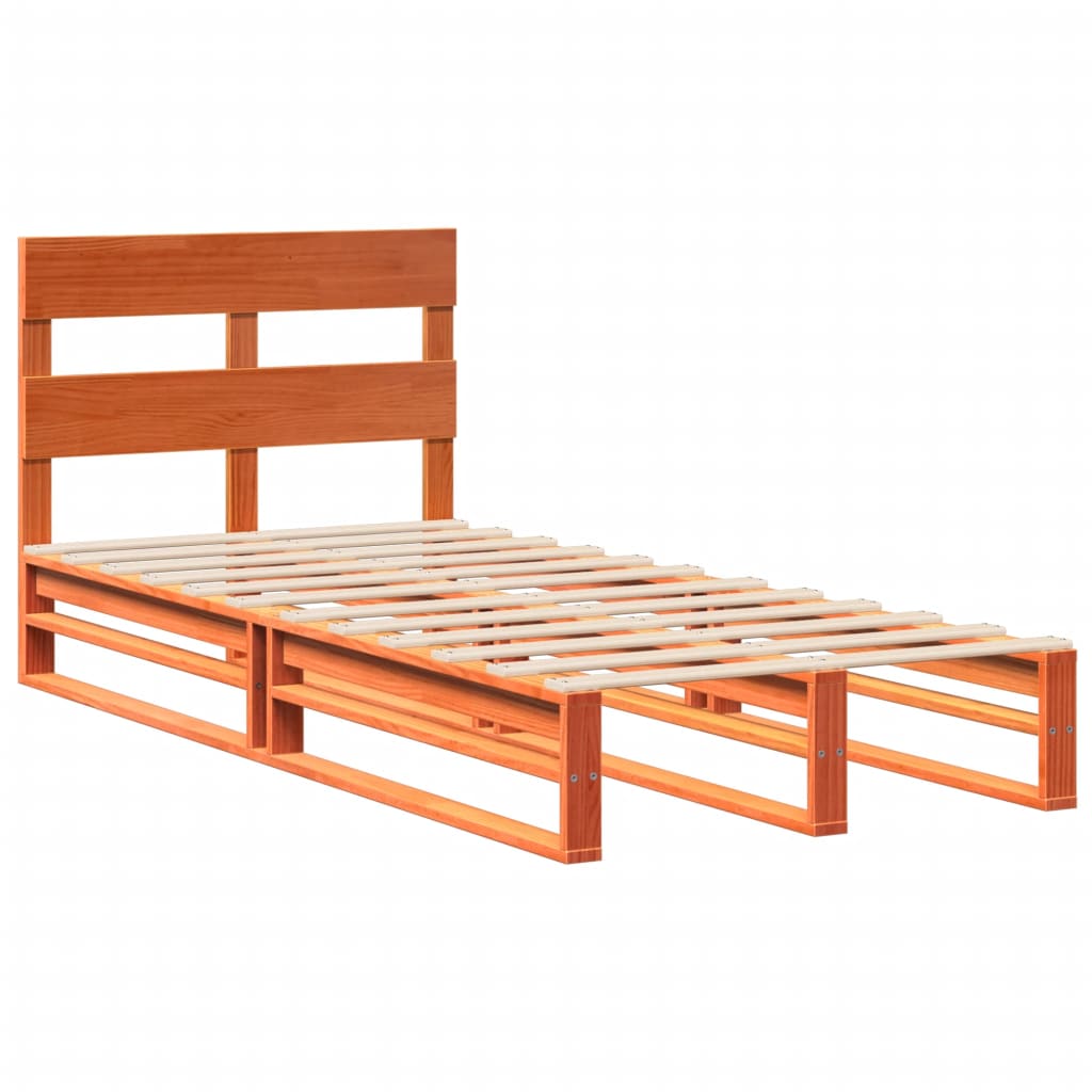 sengeramme uden madras 75x190 cm massivt fyrretræ gyldenbrun