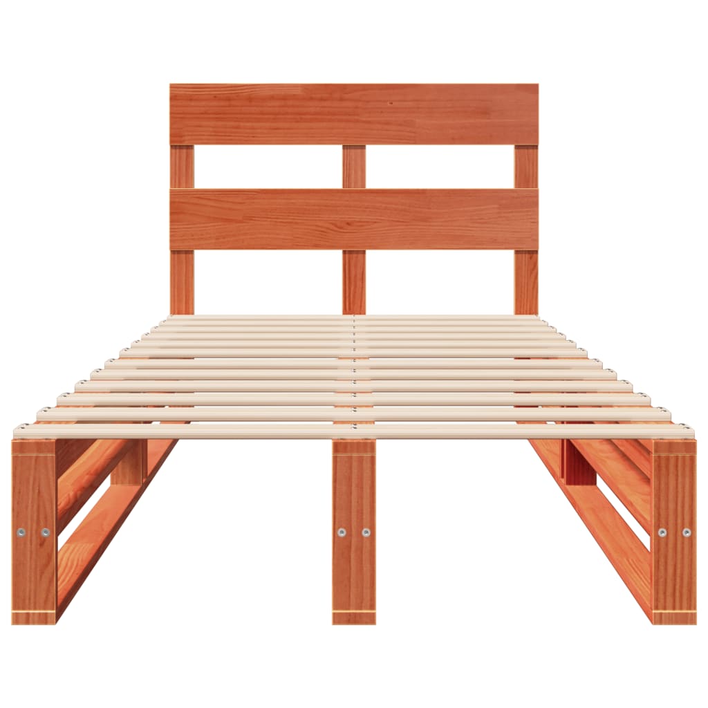 sengeramme uden madras 75x190 cm massivt fyrretræ gyldenbrun