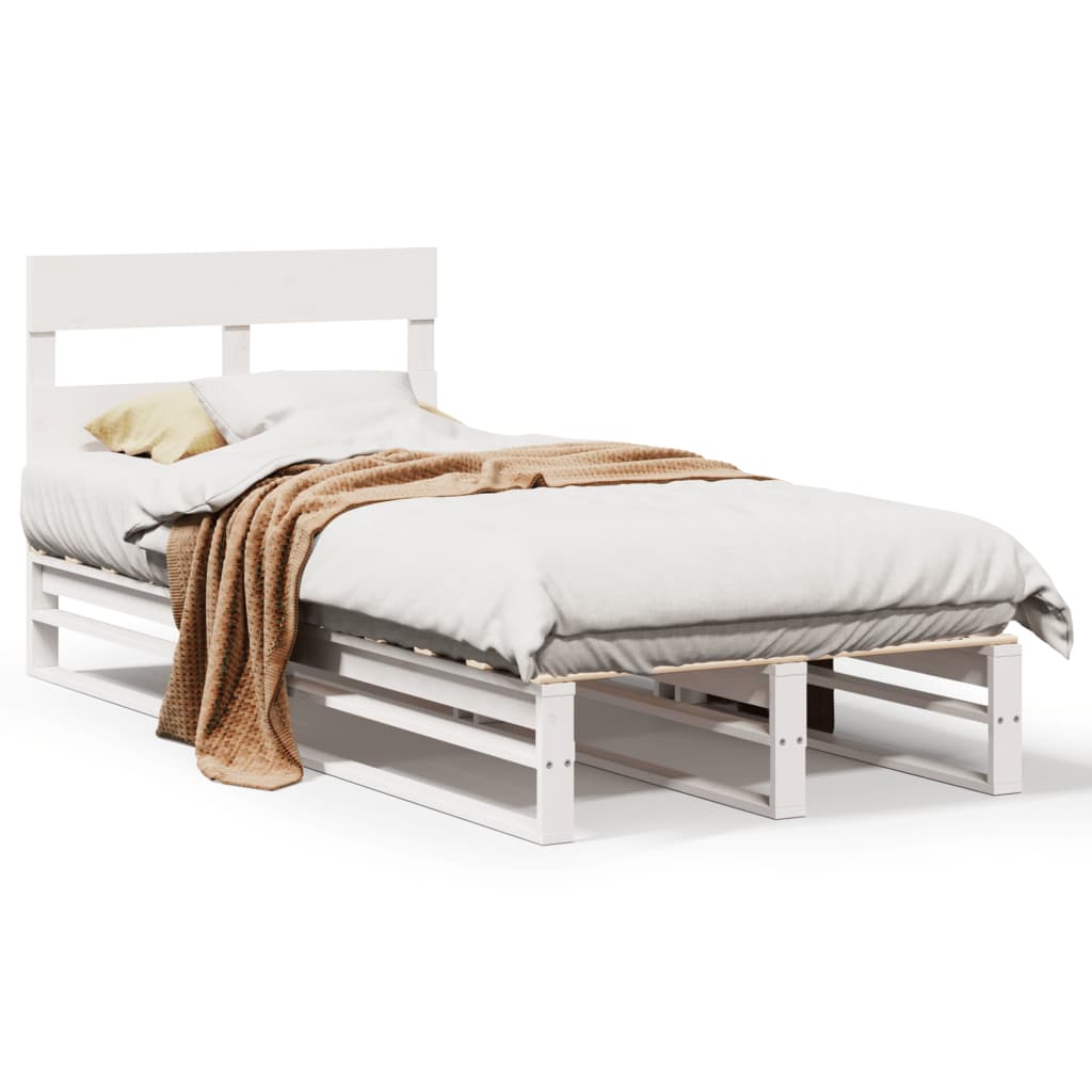 sengeramme uden madras 90x190 cm massivt fyrretræ hvid