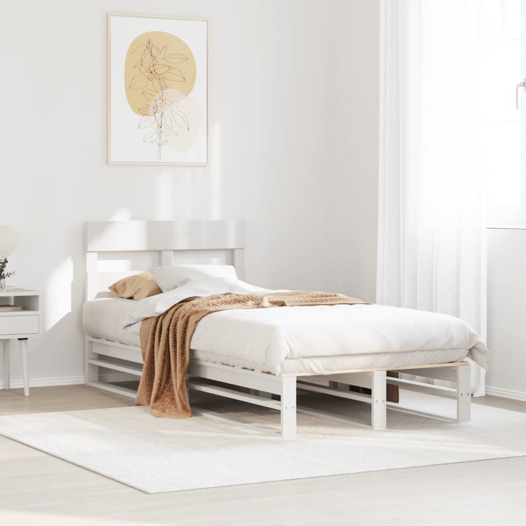 sengeramme uden madras 90x190 cm massivt fyrretræ hvid