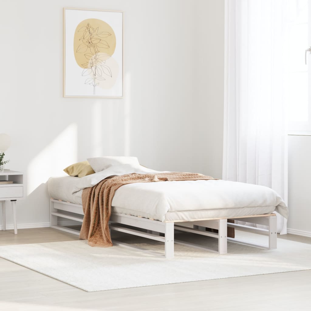 sengeramme uden madras 100x200 cm massivt fyrretræ hvid