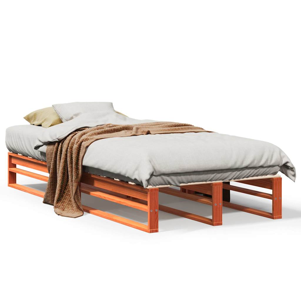 sengeramme uden madras 100x200 cm massivt fyrretræ gyldenbrun