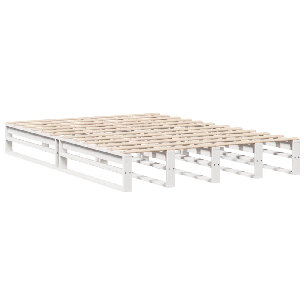 sengeramme uden madras 120x200 cm massivt fyrretræ hvid