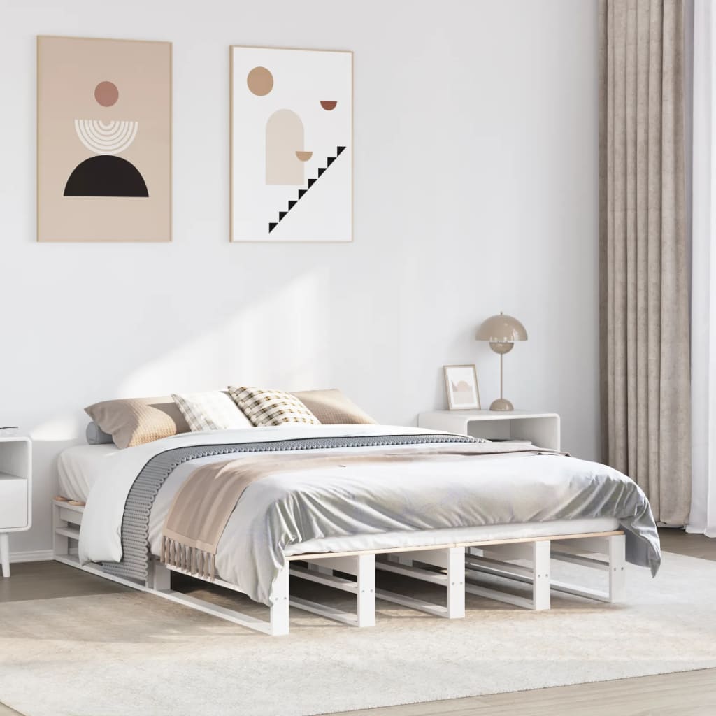 sengeramme uden madras 120x200 cm massivt fyrretræ hvid