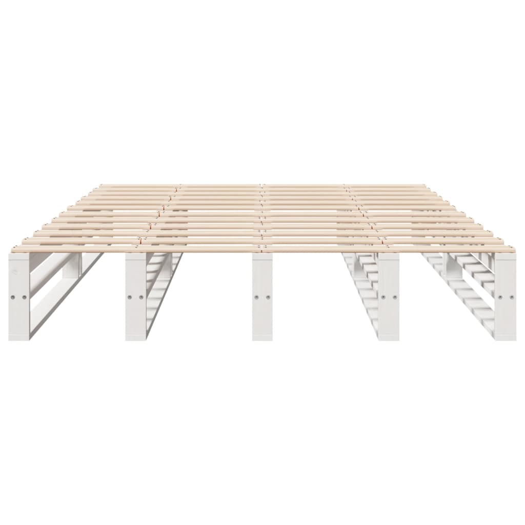 sengeramme uden madras 140x200 cm massivt fyrretræ hvid