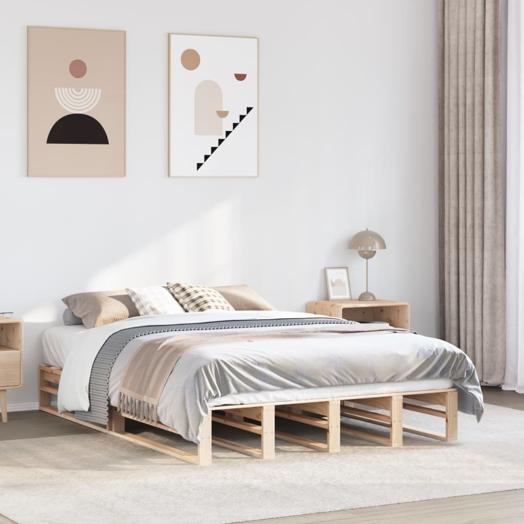 sengeramme uden madras 150x200 cm massivt fyrretræ