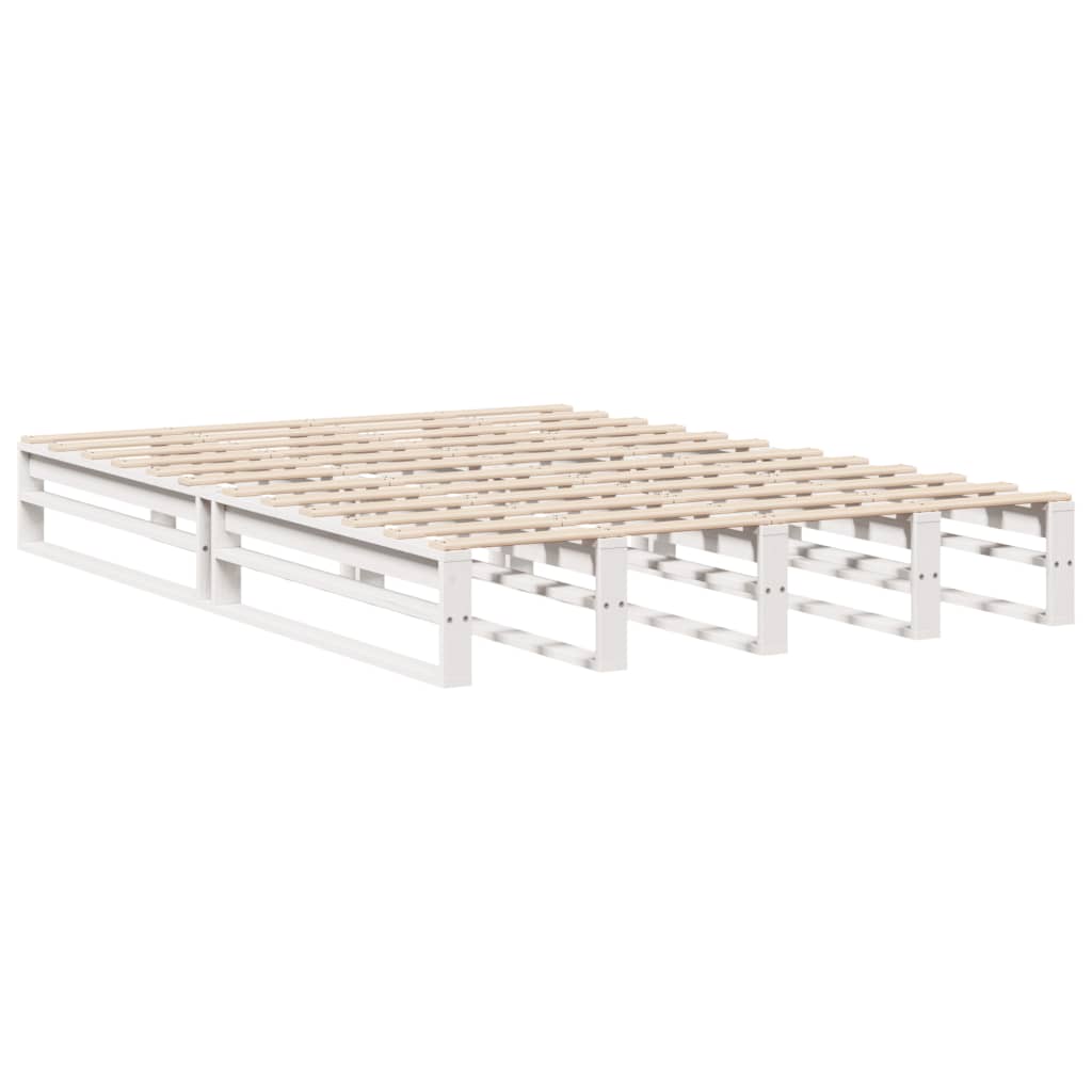 sengeramme uden madras 150x200 cm massivt fyrretræ hvid