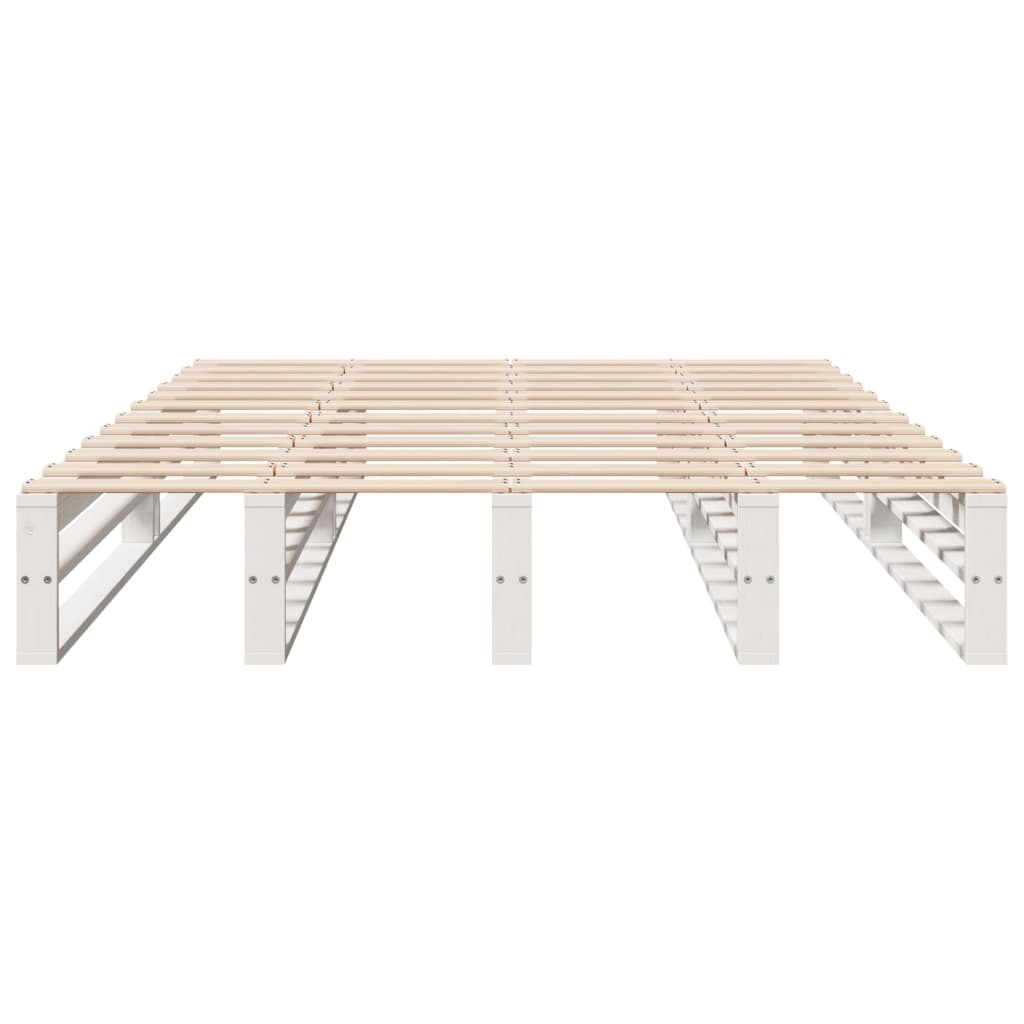 sengeramme uden madras 150x200 cm massivt fyrretræ hvid