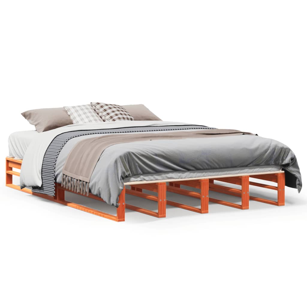 sengeramme uden madras 160x200 cm massivt fyrretræ gyldenbrun