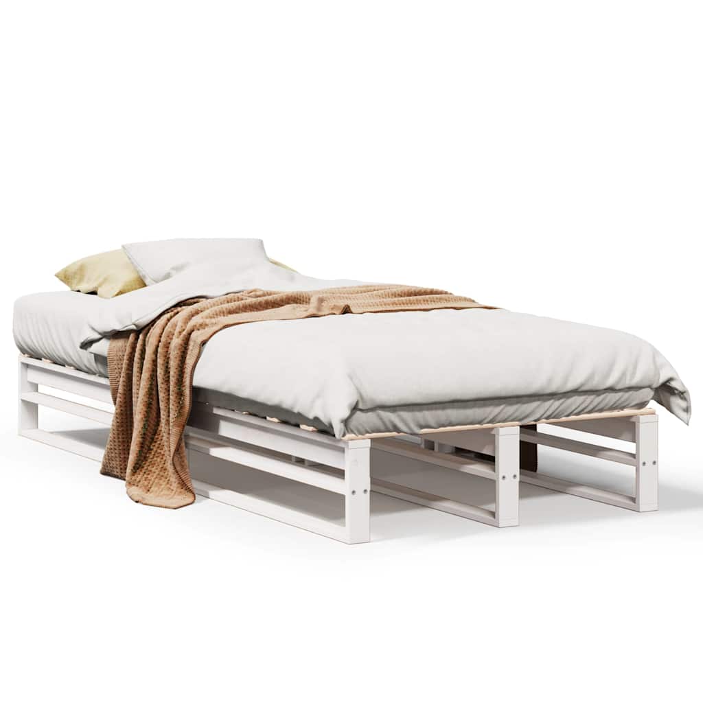 sengeramme uden madras 75x190 cm massivt fyrretræ hvid