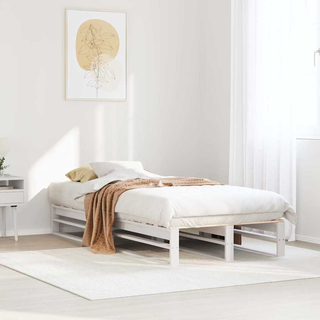 sengeramme uden madras 75x190 cm massivt fyrretræ hvid