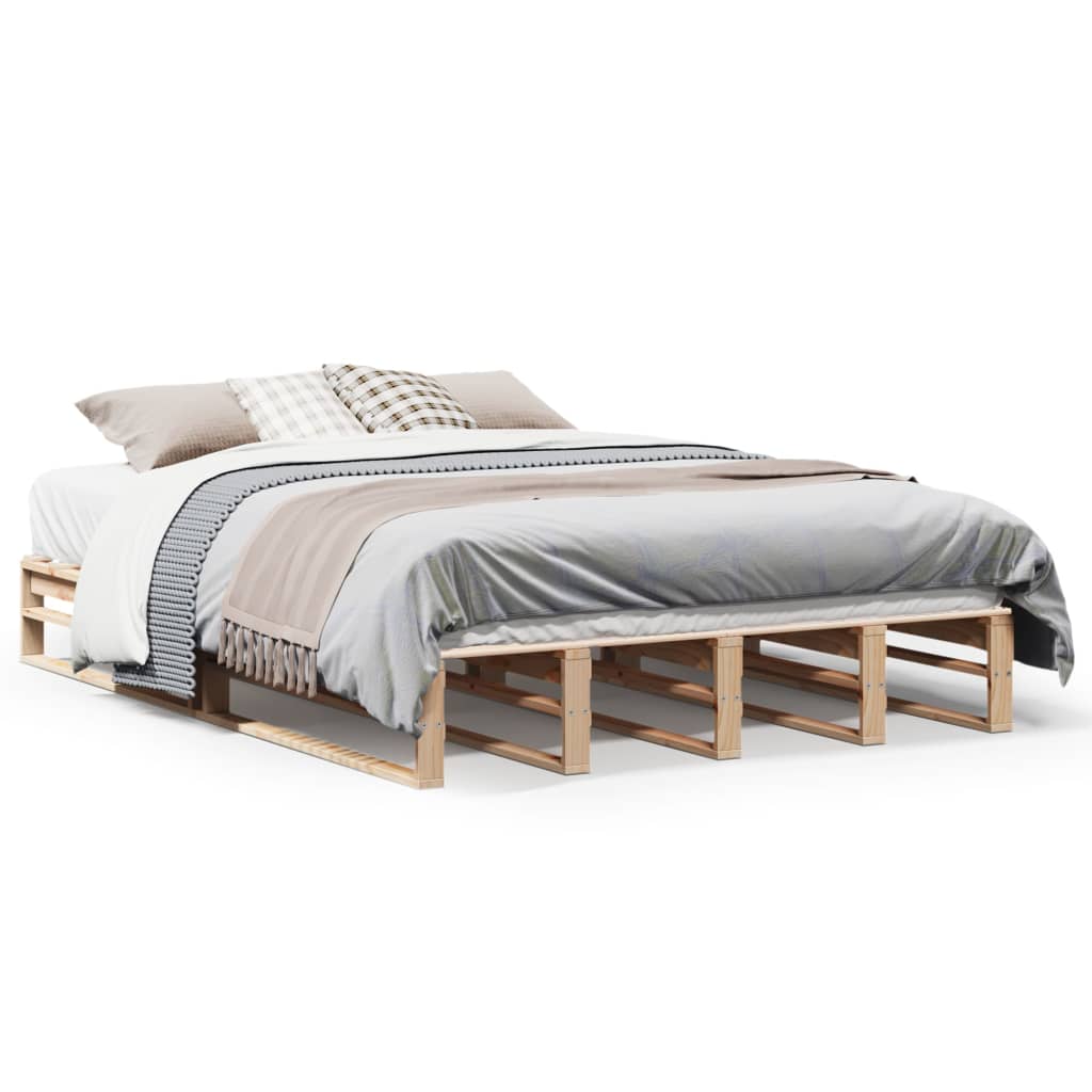 sengeramme uden madras 135x190 cm massivt fyrretræ hvid