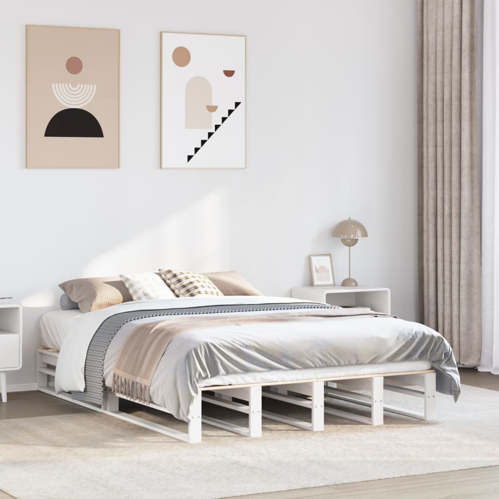sengeramme uden madras 135x190 cm massivt fyrretræ hvid