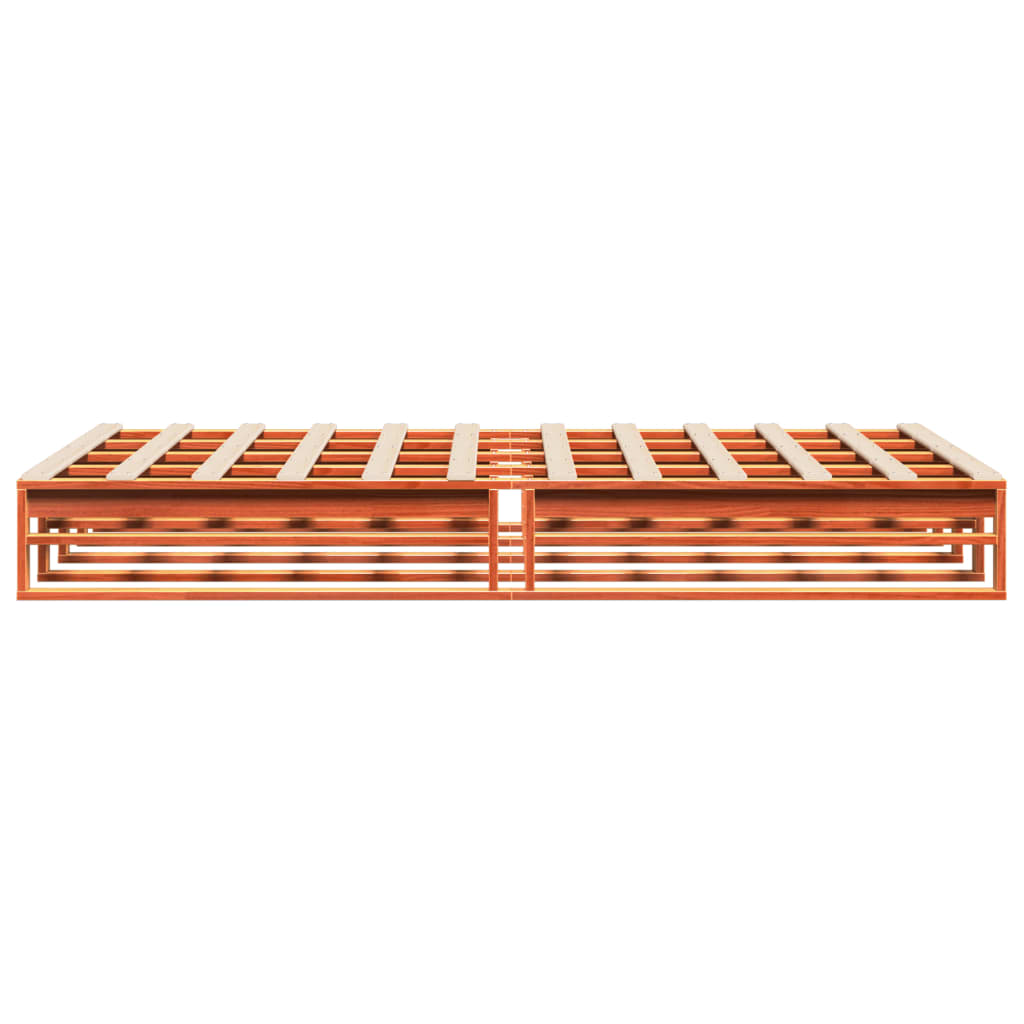 sengeramme uden madras 135x190 cm massivt fyrretræ brun