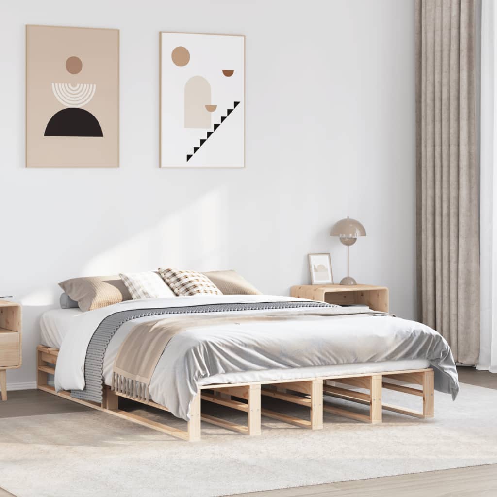 sengeramme uden madras 140x190 cm massivt fyrretræ