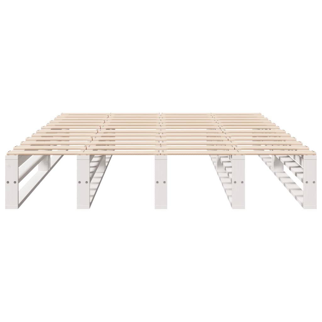 sengeramme uden madras 140x190 cm massivt fyrretræ hvid