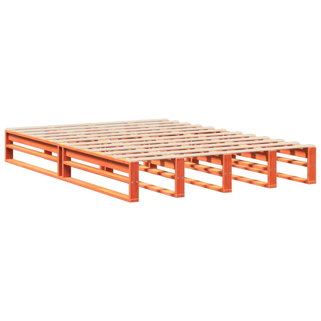 sengeramme uden madras 140x190 cm massivt fyrretræ gyldenbrun