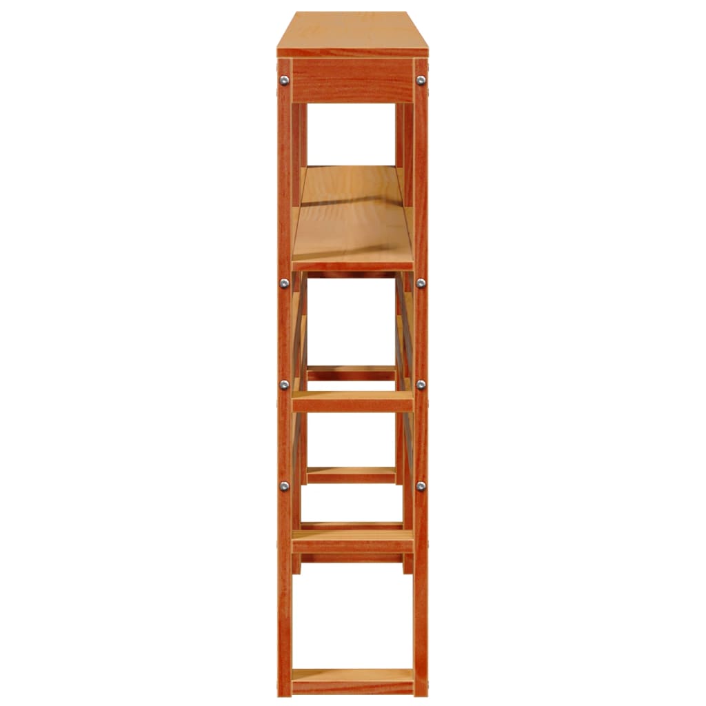 sengegavl med hylder 160 cm massivt fyrretræ gyldenbrun