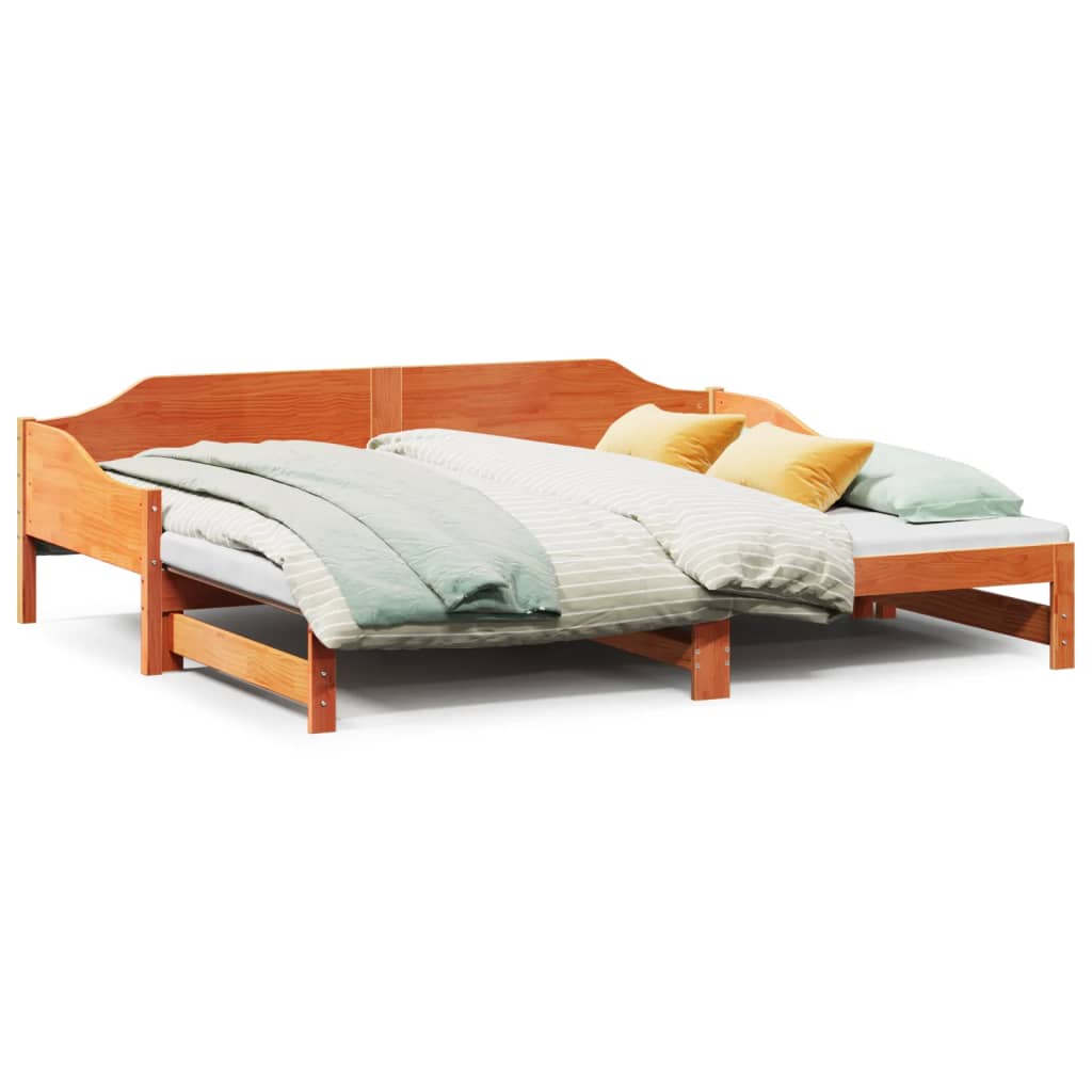 daybed med udtræk 80x200 cm massivt fyrretræ gyldenbrun